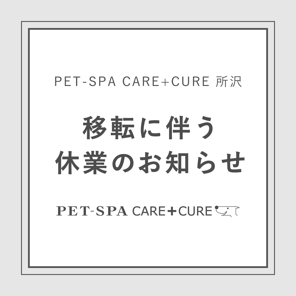 「PET-SPA CARE+CURE 所沢」 移転に伴う休業のお知らせ